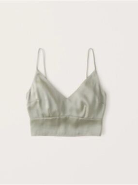 Abercrombie Satin Matching Set Small Olive Green Button Down + Cami Set